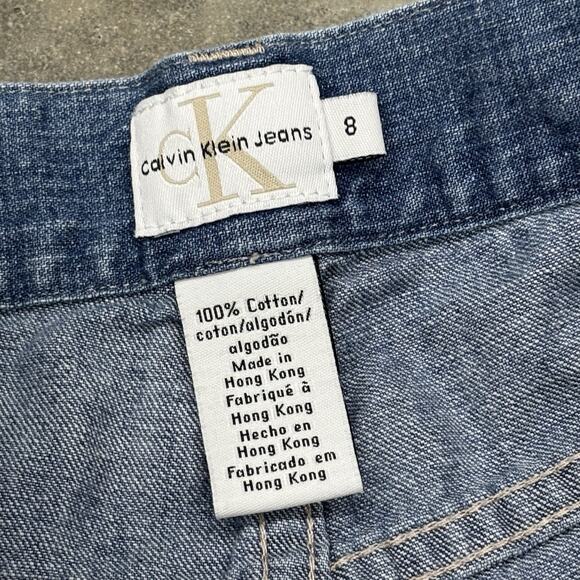 Vintage Y2K Calvin Klein Sz 8 Floral Patterned Unique Blue Denim Capri Pants - Picture 5 of 8